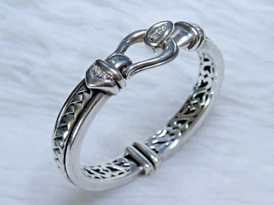 Brazalete con bisagras ecuestres con hebilla de diamante de plata 925 Scott Kay 9,75 mm Foto 1 de 4