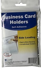 C-Line Self-Adhesive Business Card Holder, Side Load, 2" x 3-1/2", Pack of 10