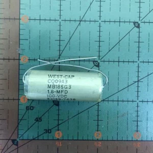 CONDENSATORE PELLICOLA ASSIALE WEST CAP 1,8uF 100v 2% CQ09A3MB185G3 1,8mfd MIL AUDIO - Foto 1 di 1