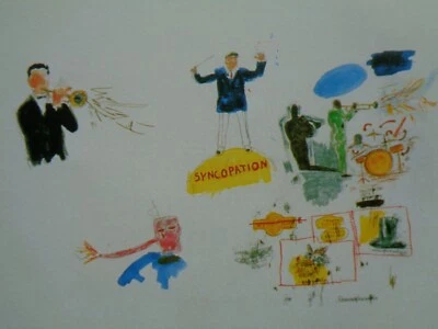Impresión de arte pop Jean-Michel Basquiat titulada Síncopación músico banda de jazz tocando Foto 1 de 4