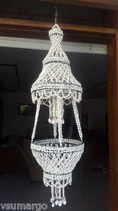 Nassa Sea Shell Plant Basket Chandelier (White) - Picture 1 of 2
