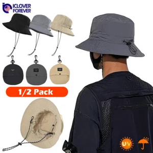 Men Packable Bucket Sun Hat Summer Boonie Hiking Safari Quick Dry Waterproof New - Picture 1 of 13