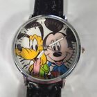 Mickey Mouse & Pluto Watch Black Band Stainless Tested & Works School