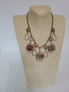 CHICO'S Bib Gold Tone Collar Dangle Gypsy Coins Necklace Jingle - Picture 1 of 9