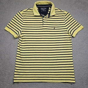 Nautica Polo Shirt Adult Large Yellow Striped Short Sleeve Collared Casual Mens - Picture 1 of 16
