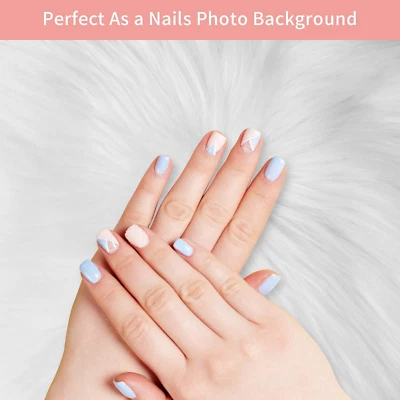 12" Mini round Faux Fur Sheepskin Rug, Fluffy Carpet for Photos or Decor (White) - Image 1 of 4