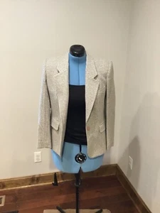 Vintage Evan Picone 100% Wool Suit Jacket Gray and Cream Women's Sz 8 USA - Picture 1 of 6