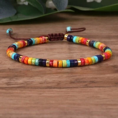 Sedimento Marino Jaspe Cuentas Tibetanas Curativo Calmante 7 Chakras Delicado Pulsera Regalo Foto 1 de 2