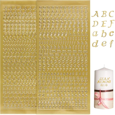 4 Blätter Sticker Buchstaben Zahlen Aufkleber Buchstaben Zum Beschriften Gold De - Bild 1 von 4
