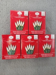 Holiday Time 100-Count Clear Mini Christmas Lights Green Wire 21 Ft (5Boxes) - Picture 1 of 4