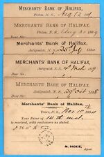 1884 -1891 Merchants' Bank of Halifax,Nova Scotia 6 different printed stationery
