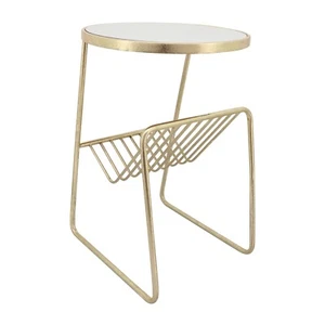 Metal Mirror Accent Side Table with Magazine Holder 26″ - Picture 1 of 7