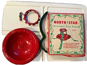 North Star Christmas Tree Stand Original Box Vintage MCM Steel Base Red Green - Picture 1 of 5