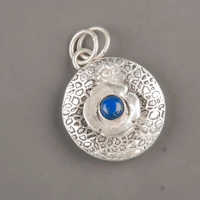 Pingente de prata esterlina 925 pedra preciosa lápis-lazúli natural feito à mão joias presentes - Imagem 1 de 4