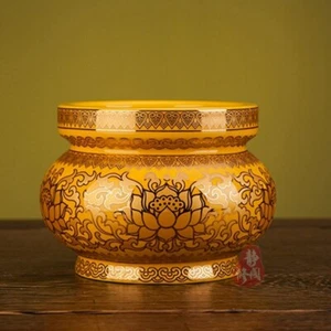 Chinese Buddhism Ceramics Incense Burner Ornaments Buddha Hall Lotus Censer - Picture 1 of 2