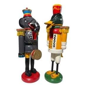 Vintage Wooden Nutcracker Hand Painted Elephant Duck Christmas Decor Holiday 11" - Picture 1 of 18