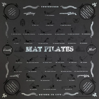 Póster de arte de tabla de pared de Pilates, guía de ejercicios de tapete de pilates, utilería de libro de trabajo Foto 1 de 4