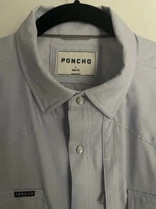 Poncho Shirt Mens Large Slim Fit long sleeve blue - Picture 1 of 3