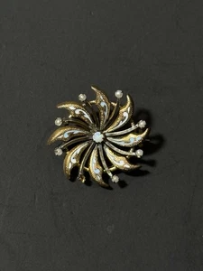 Antike Vintage Brosche goldfarben Opal Perle Saat Blumen Anstecknadel - Bild 1 von 15