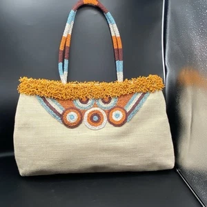 Indonesian Beaded Bag Purse Pocketbook 18” W 10”H One Of A Kind NWOT New - Picture 1 of 17