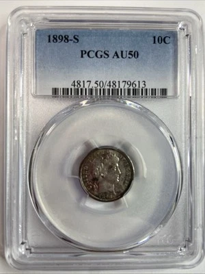 1898-S Barber Dime 10c PCGS Certified AU50 - Image 1 of 4