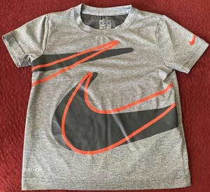 NIKE Dri-fit Wrap Logo Gray Cap Sleeve Shirt, Unisex YOUTH Medium Size 6 - Picture 1 of 3