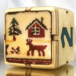 Nordic Nostalgia - Iridescent Snow Memories - Backgammon Doubling Cube 36mm - Picture 1 of 12