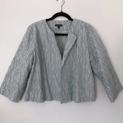 Eileen Fisher Women's Crinkled Silk Top Size M Light Blue Lagenlook Heritage  - Imagem 1 de 4