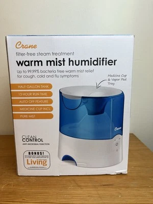 Crane Warm Mist Humidifier with Bact Free Mist, 0.5 Gal.  EE-5202H New Open Box. - Image 1 of 4