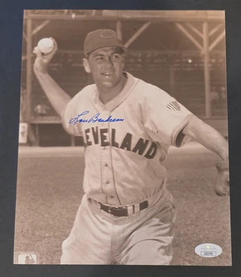 LOU BOUDREAU Signed 8x10 Photo-HALL OF FAME-CLEVELAND INDIANS-JSA - Image 1 of 4