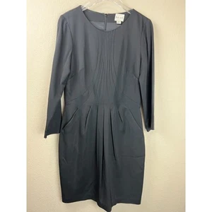Reiss Sheath Dress Pleated Front Black Pockets 6 Career Work Funeral - Picture 1 of 17