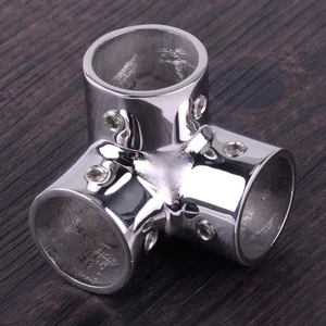 Marine Stainless Steel Boat Hand Fittings 90 Degree 3 Way Corner Elbow Rail - Foto 1 di 4