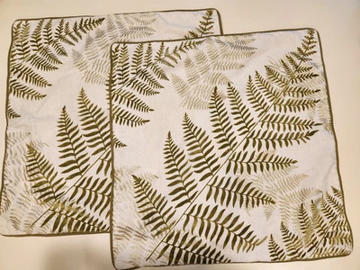 Set of 2 Pier 1 Imports Green Fern Throw Pillow Covers 24x24 - Image 1 of 4