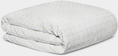 Calvin Klein Home Edith Duvet Cover Grid Squares Design Yellow White NWT - Queen - Image 1 of 4