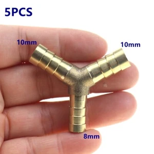 5 PCS 3/8 X 5/16 X 3/8 |10mm 8mm 10mm Y 3-Way Brass Fitting Hose Barb Reducer - Picture 1 of 3
