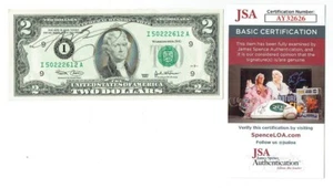Billete de 2 dólares Sugar Ray Leonard JSA de colección firmado 2003 sin circular campeón de boxeo automático - Imagen 1 de 2