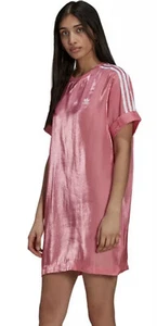 Adidas Women’s Rose Tone Satin Dress Pink Three Stripes Above Knee SZ M New!!! - Picture 1 of 9