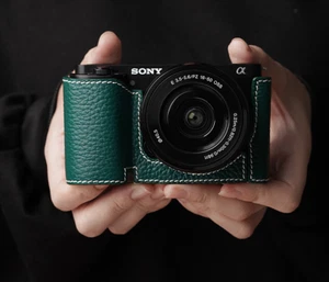 Genuine Leather Camera Half Case For Sony ZVE10 ZV-E10 Protecter Botton Opening - Picture 1 of 18
