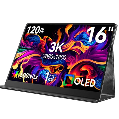 16" 3K OLED Monitor 120Hz Portable Monitor Ultra-Slim 100% DCI-P3 For Laptop PC - Image 1 of 4