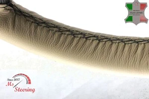 PER AUDI COUPE 81-83 COPRIVOLANTE IN PELLE BEIGE NERO STIT - Foto 1 di 6