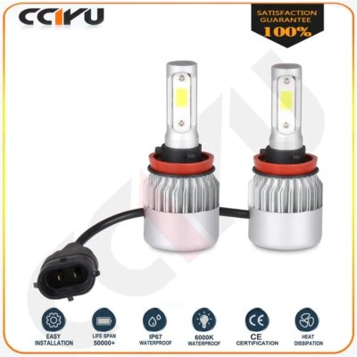 Combo Total H8 H9 2000W LED Headlight Kit 200000LM 6000K Car Lamps Bulbs X2 - Image 1 of 4