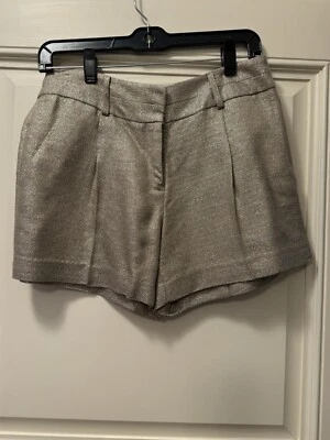 Pantalones Cortos MILLY NY Cintura Alta Plateado Dorado Tweed Nuevos con Etiquetas Talla 4 Foto 1 de 4