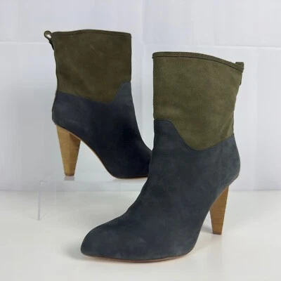 Matt Bernson Jameson Size 9 M Blue Green Two-Tone Suede Pull On Heeled Boots - Image 1 of 4