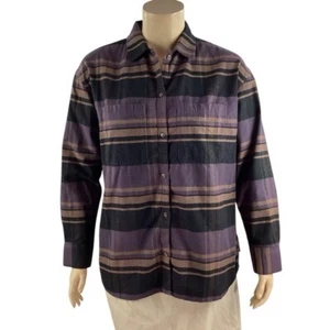 Mountain Hardwear Dolores Shirt Jacket Purple Black Plaid Shacket Cotton Large - Picture 1 of 7