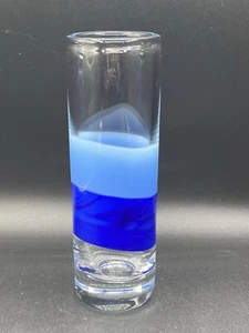 Vintage Orrefors By Olle Alberius 1975 Sweden Clear W/Blue Swirl Vase Signed 9” - Picture 1 of 5