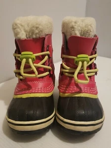 Pink Kids Sorel Waterproof Boots Faux Fur Youth Size 8 Sorels Insulated  - Picture 1 of 12