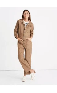 Madewell x As Ever Coveralls Jumpsuit XS XSmall Cotton Brown Utility Workwear - Picture 1 of 9
