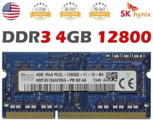 Hynix 4GB Laptop Memory Ram Module Macbook Laptop PC3-12800S RAM Stick - Picture 1 of 1