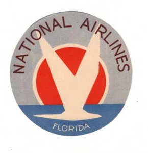 Etiqueta de equipaje de National Airlines USN-12 comenzó 1934 central FLORIDA, ¡escaso! - Imagen 1 de 1