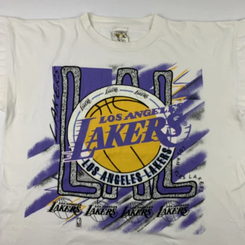 VTG 90s Los Angeles LA Lakers Magic Johnson T’s T Shirt Mens XL X-Large NBA Cover